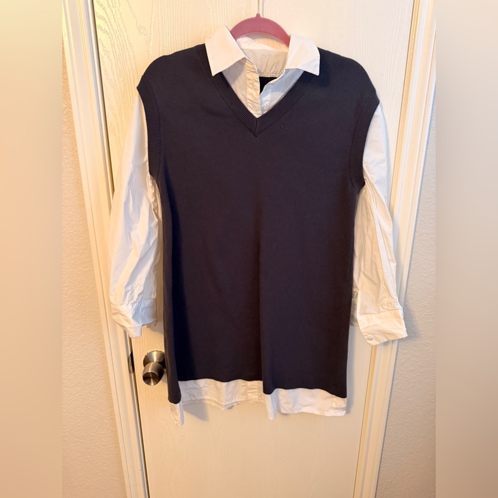 Grey Sweater Vest with White Shirt